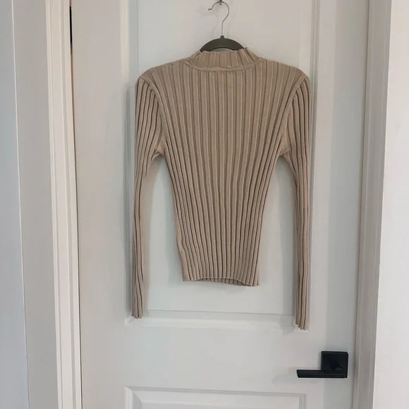 CAbi Contour Beige Ribbed Turtleneck - Picture 3 of 6